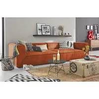 Big-Sofa TOM TAILOR HOME "BIG CUBE" Sofas Gr. B/H/T: 300cm x 66cm x 122cm, Samtstoff TSV, ohne Sitztiefenverstellung, orange (saffron tsv 17) TOM TAILOR Big-Sofa >>BIG CUBE<<, in 3 Breiten, Tiefe 122 cm