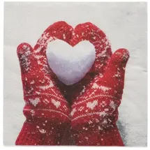 Papstar Servietten, 3-lagig 1/4-Falz 33 cm x 33 cm `Mittens in the Snow`
