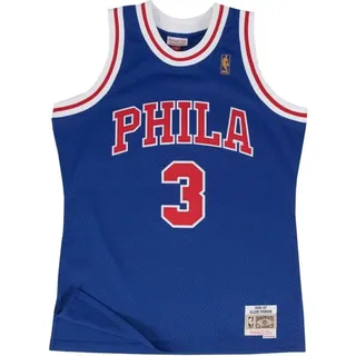 Mitchell & Ness Herren, Sportshirt, Swingman Jersey Philadelphia 76ers Allen Iverson 9697 L - Blau,