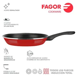 Fagor Optimax Bratpfanne Ø18Cm Rot Aisi 430 Stahl Fagor