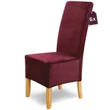 SCHEFFLER-Home Stretch Stuhlhussen Samt Puma Velvet/Velours Stuhlhussen Bordeaux 6er Set/Stuhlabdeckung als Stuhlhussen Schwingstühle/Spann-Stuhlhussen Lang/eleganter Chenille Stuhlüberzug