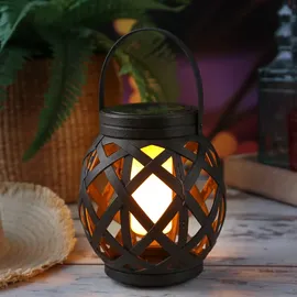 MARELIDA LED Solar Laterne Flammeneffekt Dekolaterne flackernd H: 16cm schwarz