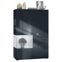 Vladon Vitrine, Weiß Hochglanz, 91.5x136.5x37 cm, Wohnzimmer, Wohnwände, Vitrinenschränke