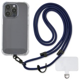 Golifyne Handykette Universal zum Umhängen | Handyband Kordel Kette für Outdoor, Reise, Unterweg Handy-Halterung | Phone Lanyard + 2 Stück Pad für alle Smartphone (ohne Hülle) - Navy Blau