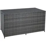 Estexo Auflagenbox Poly Rattan 870 Liter XXL Kissenbox Aufbewahrungsbox Anthrazit-Grau