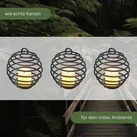 technik@all Moderne Dekoleuchten Spring 3er Set inkl. Batterien | Timer | Schwarz