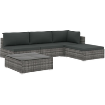 vidaXL Polyrattan Lounge-Set mit Auflagen grau
