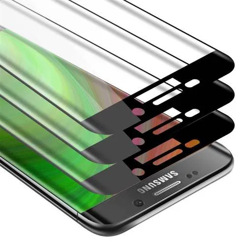 Cadorabo 3x Vollbild Panzer Folie für Samsung Galaxy S6 EDGE PLUS Schutzfolie in Schwarz Tempered Display-Schutzglas