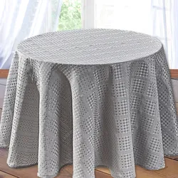 Tischdecke DELINDO LIFESTYLE "Rebecca" Gr. 1, grau, Ø:140cm, Polyester, Tischdecken, Jacquardgewebtes unifarben