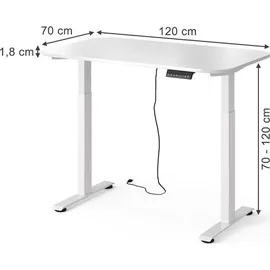 Vicco Schreibtisch Elevate, Weiß, 120 x 70 cm 2 Motoren, Model 58651 - Weiß