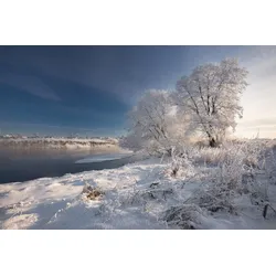 Fototapete PAPERMOON "Schneelandschaft", bunt, B:4,00m L:2,60m, Vlies, Tapeten