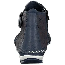 Gemini Damen Stiefelette Leder Cutouts floral Muster 382019-19, Größe:38 EU, Farbe:Blau - Blau - 38