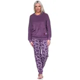 Normann Pyjama Damen Frottee Schlafanzug langarm mit Bündchen- Pyjama rot 36/38