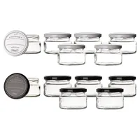 BigDean 12er Set Einmachgläser mit Deckel in schwarz und