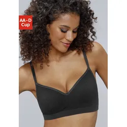Push-up-BH LASCANA "COMFY BRA", Damen, Gr. 70, Cup D, schwarz, Piquu00e9, Obermaterial: 50% Baumwolle, 33% Polyamid, 14% Polyester, 3% Elasthan, modisch, BHs, mit Bügel aus weicher Baumwollmischung, Dessous