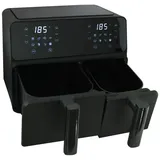 Expo-Bˆrse Doppel Heißluft Fritteuse 9 Liter 5,5/3,5 l schwarz 2200 Watt Touch Display