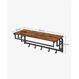 VASAGLE Wandgarderobe LCR12BX braun Metall 5 Haken 66,0 x 27,0 cm