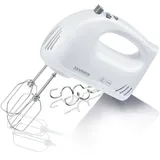 SEVERIN Handmixer, Handrührgerät mit 5 Geschwindigkeitsstufen, praktischer Handrührer mit 2 Edelstahl-Rührbesen und -Knethaken, weiß, HM 3820