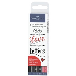 Faber-Castell 4er-Pack Pigmentierte Zeichentusche »Pitt Artist Pens 267115« für Handlettering schwarz