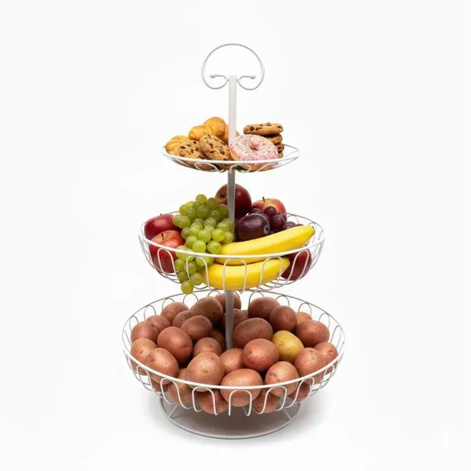 Relaxdays Obst Etagere 3 Etagen Weiß