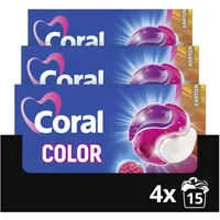 Coral All in 1 Caps Color effektives Colorwaschmittel für saubere Farben 4x 15 WL