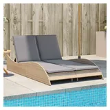 vidaXL Sonnenliege mit Auflagen Beige 114x205x73 cm Poly Rattan