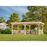 Palmako Pavillon Lenna 5,88 x 3,00 m weiß lackiert inkl. Seitenwand und Regenrinne