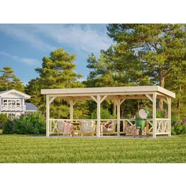 Palmako Pavillon Lenna 5,88 x 3,00 m weiß lackiert inkl. Seitenwand und Regenrinne