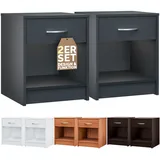CASARIA Casaria® Nachttisch 2er Set mit Schublade Anthrazit