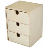 Rayher 62382000 Holz Kommödchen/Schubladenbox, 3 Schubladen, 21.5 x 14.5 x 16 cm, FSC Mix Credit, Braun