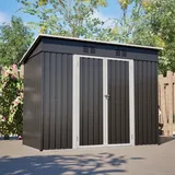 Metall Gerätehaus Gartenhaus mit Pultdach Fundament Schuppen Geräteschuppen 4.63m3 Schwarz - Schwarz
