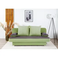 COLLECTION AB Schlafsofa Ulla inkl. Bettfunktion und Bettkasten, Schlafsofa,Bettfunktion,Bettkasten,inkl. Rückenkissen,Armlehnekissen grau|grün