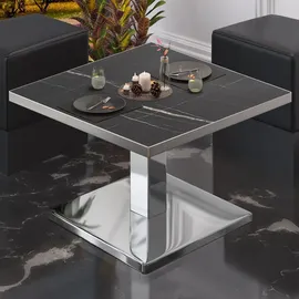 GGM Möbel Bistro Loungetisch 60 x 60 x 41 cm Schwarz Marmor/Edelstahl