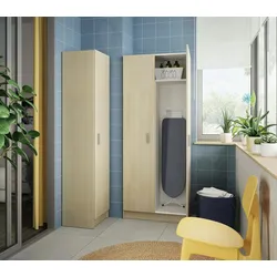Dmora Mehrzweck-Schrank Charleston, Besenschrank mit 2 Türen, Schuhregal mit Regalen, Besenkammer, 73x37h180 cm, Eiche