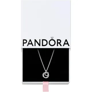 PANDORA Moments Familie Für Immer Verschlungener Anhänger Halskette mit Karabiner-Verschluss aus Sterling-Silber, Kompatibel Moments Armbänder, Größe: 60cm