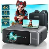 YABER Beamer, [Autofokus/Trapezkorrektur] Beamer Heimkino, 1080P Full HD Beamer Unterstüt 4K Video mit WiFi6 Bluetooth, YABER 26000 Lumen Tragbare Projektor Outdoor 300" Display, für Smartphone/TV Stick/PS5