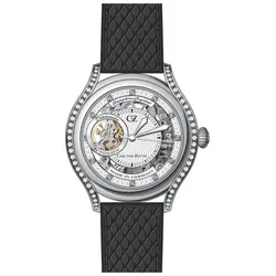 Carl von Zeyten -Seewald Damenuhr Schwarz Offene Unruh Saphirglas Automatik 38mm- CVZ0069WHS