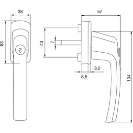 Maco Fenstergriff HARMONY Sperrzylinder, Vk 7x35 mm, Alu weiß