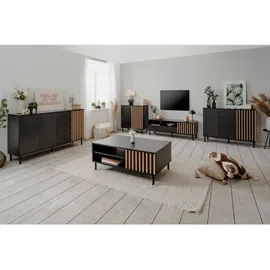 Livetastic Kommode, Schwarz, Eiche Artisan, Metall, 1 Fächer, 4 Schubladen, 118x90x40 cm, Garderobe, Garderoben Kommoden