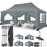 3x6m Pavillon, COBIZI Faltpavillon 3x6 Wasserdicht Stabil mit 6 Seitenteilen,Upgrade-Hochdach und Tragetasche, Gartenpavillon Partyzelt für Garten, Party, Festival, Hochzeit, UV80+