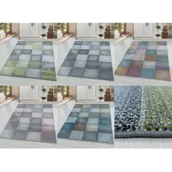 Moderner Designer Kurzflor Teppich - Karo Design für Wohnzimmer, Schlafzimmer