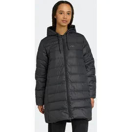 adidas Damen, Jacke Essentials CLIMAWARM 3-Streifen Light Daunenparka mit Kapuze, Größe S, schwarz, BLACK