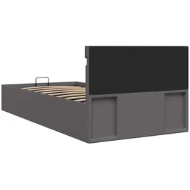 vidaXL Bett mit Bettkasten Hydraulisch LED Grau Kunstleder 100x200 cm