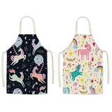 Set Mit 2 Kinderschürzen Im Cartoon-stil Für Jungen Und Mädchen, Geeignet Zum Malen, Kochen, Gärtnern Und Für Die Schule – Ein Geschenk
