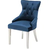 Riess Ambiente Eleganter Stuhl Castle Deluxe Royalblau Samt mit Löwenkopf im Barock Design Esszimmerstuhl Stühle Chesterfield Look