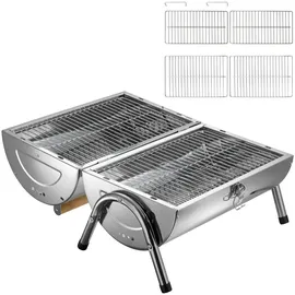 Tectake tectake® Klappgrill, mit Doppel-Grillfläche, geringes Gewicht, 42 x 25 x 35 cm