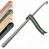 JK Trade® 72cm STABILER Edelstahl Schuhlöffel Lang | 2mm polierter Metall Schuhanzieher Lang zum Stehen | Schnell & Einfach | optimierte Länge & Breite | Shoe Horn | Aufhängbar (Anthrazit)