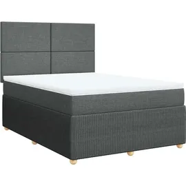 vidaXL Boxspringbett mit Matratze Dunkelgrau 140x200 cm Stoff