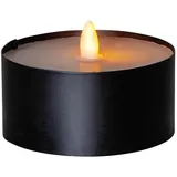 MARELIDA XXL LED Teelicht gelbe LED H: 7cm D: 10cm Batteriebetrieb Timer Outdoor schwarz