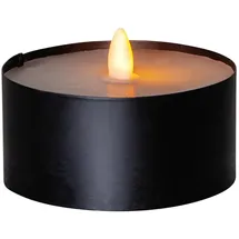 MARELIDA XXL LED Teelicht gelbe LED H: 7cm D: 10cm Batteriebetrieb Timer Outdoor schwarz